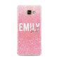 Personalised Pink Glitter White Name Samsung Galaxy A3 2016 Case on gold phone