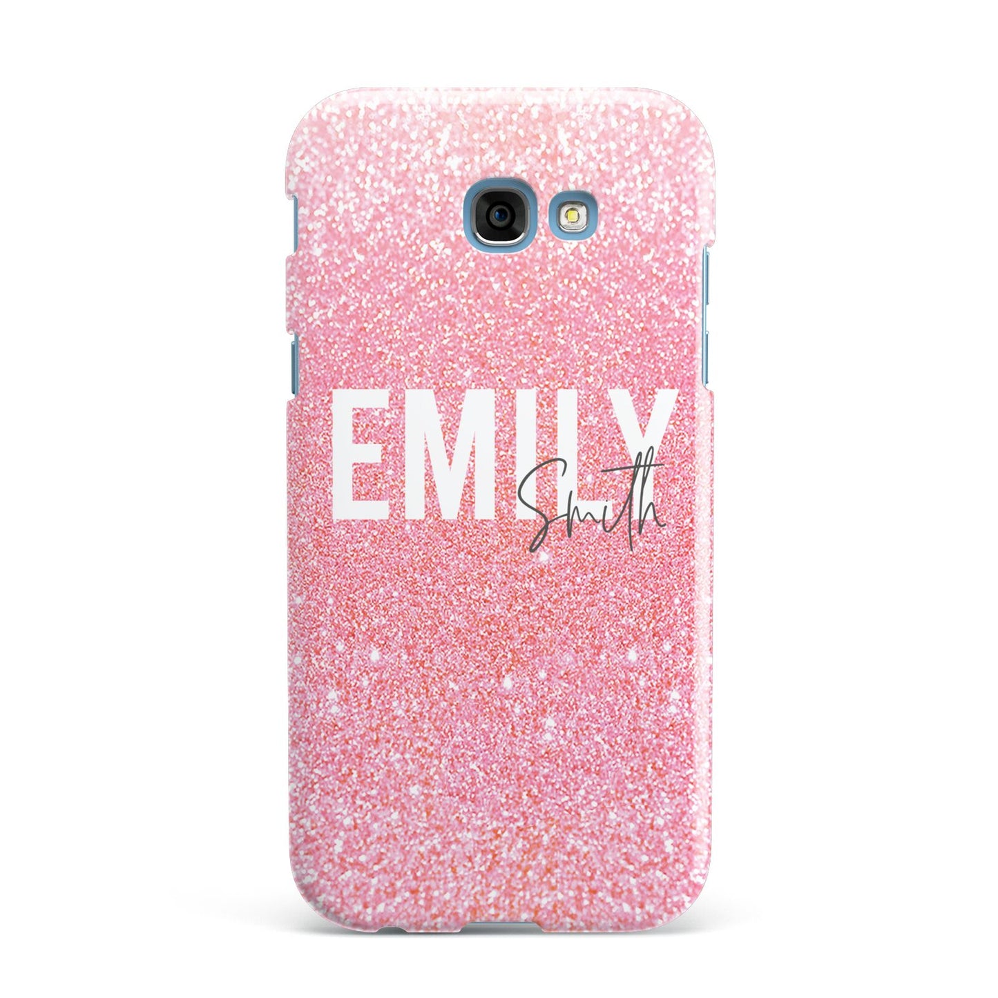 Personalised Pink Glitter White Name Samsung Galaxy A7 2017 Case