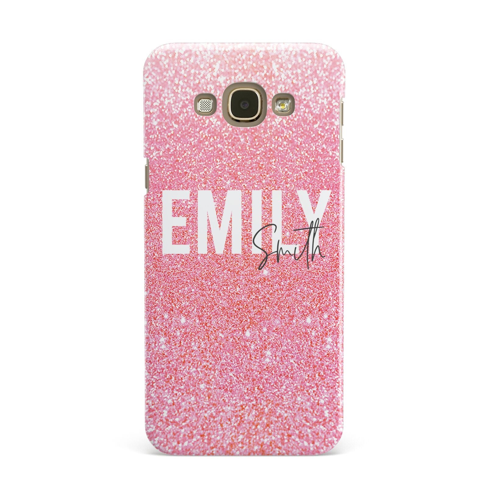 Personalised Pink Glitter White Name Samsung Galaxy A8 Case