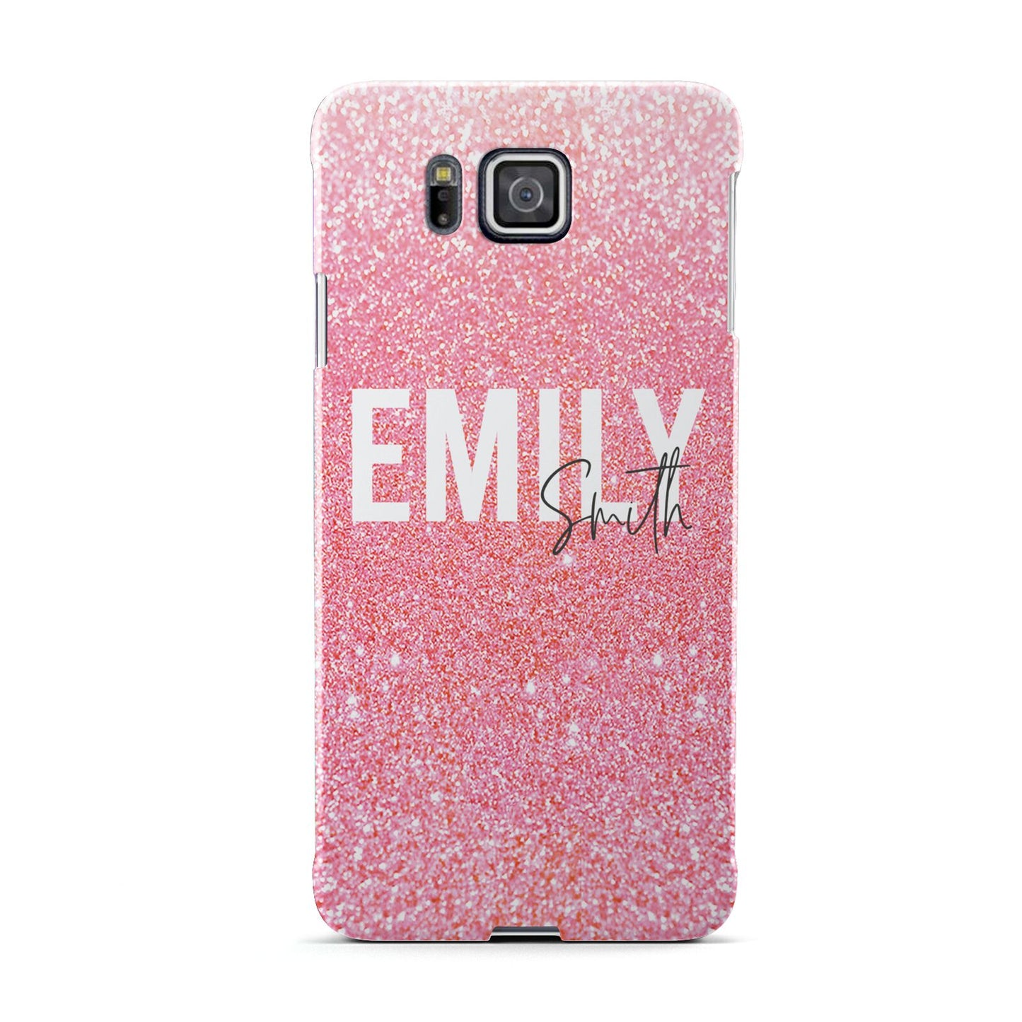 Personalised Pink Glitter White Name Samsung Galaxy Alpha Case