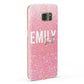 Personalised Pink Glitter White Name Samsung Galaxy Case Fourty Five Degrees