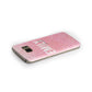 Personalised Pink Glitter White Name Samsung Galaxy Case Side Close Up