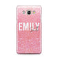 Personalised Pink Glitter White Name Samsung Galaxy J5 2016 Case