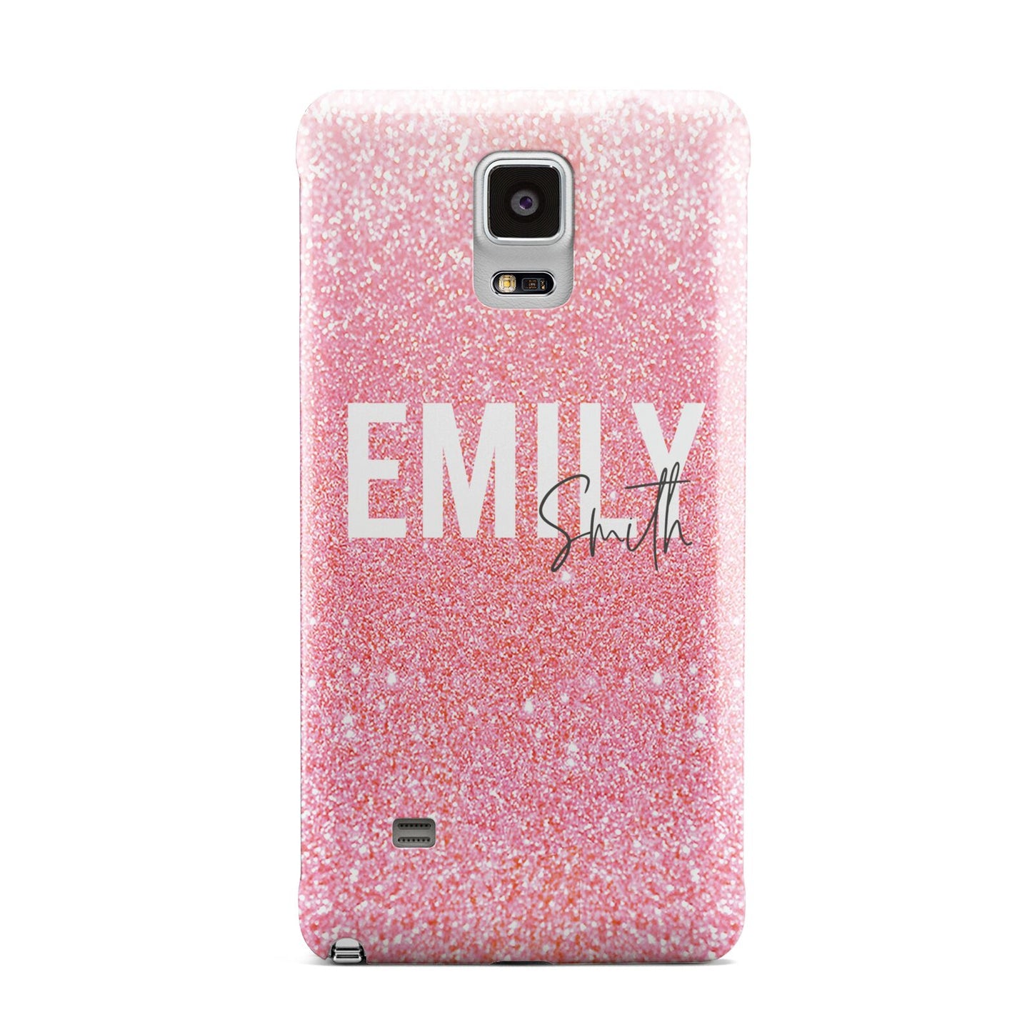 Personalised Pink Glitter White Name Samsung Galaxy Note 4 Case