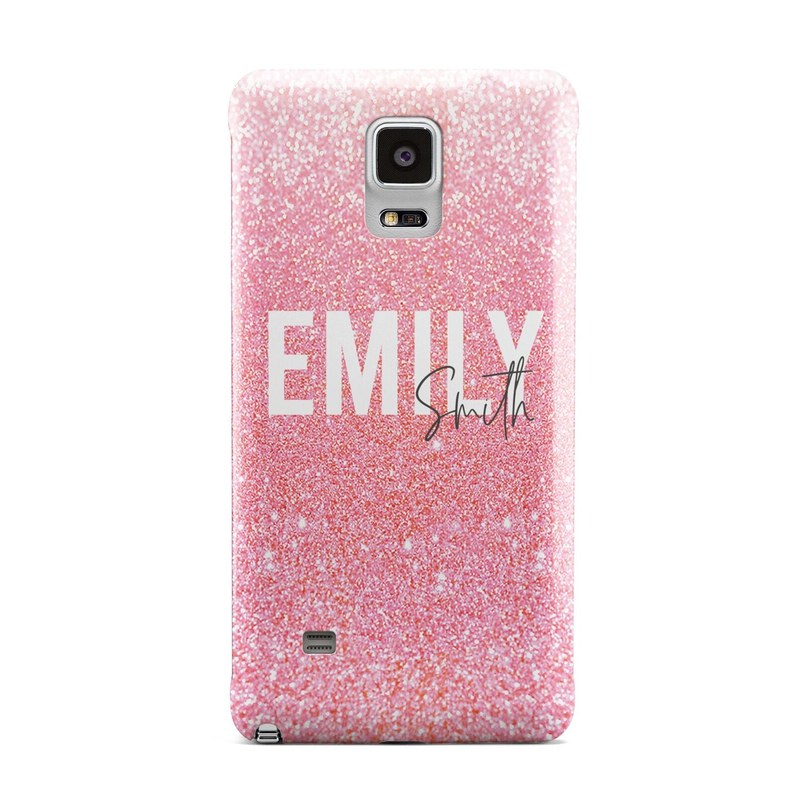 Personalised Pink Glitter White Name Samsung Galaxy Note 4 Case