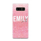 Personalised Pink Glitter White Name Samsung Galaxy Note 8 Case
