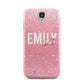 Personalised Pink Glitter White Name Samsung Galaxy S4 Case