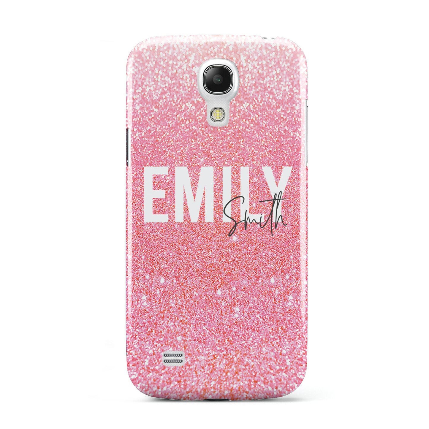 Personalised Pink Glitter White Name Samsung Galaxy S4 Mini Case