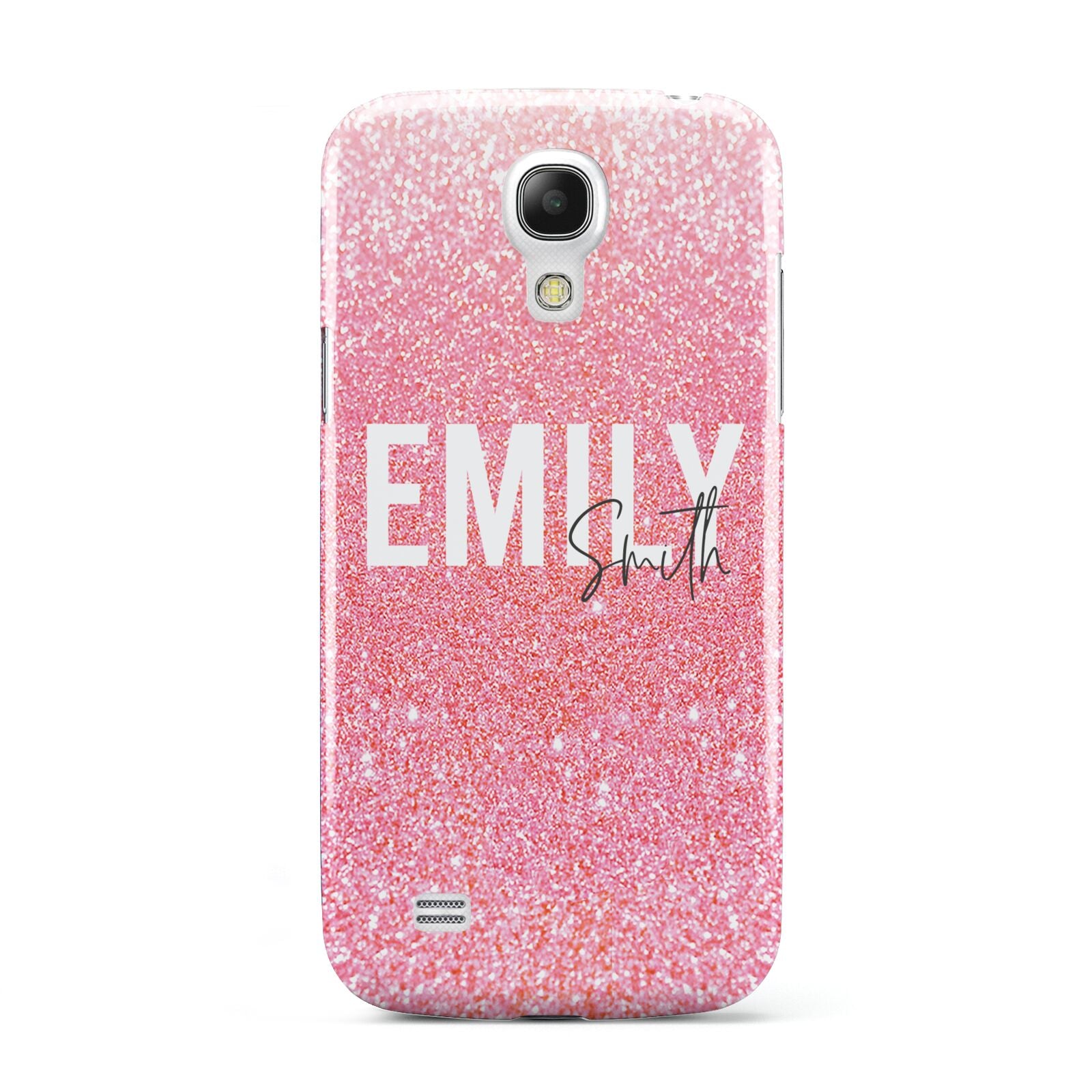 Personalised Pink Glitter White Name Samsung Galaxy S4 Mini Case