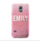Personalised Pink Glitter White Name Samsung Galaxy S5 Mini Case