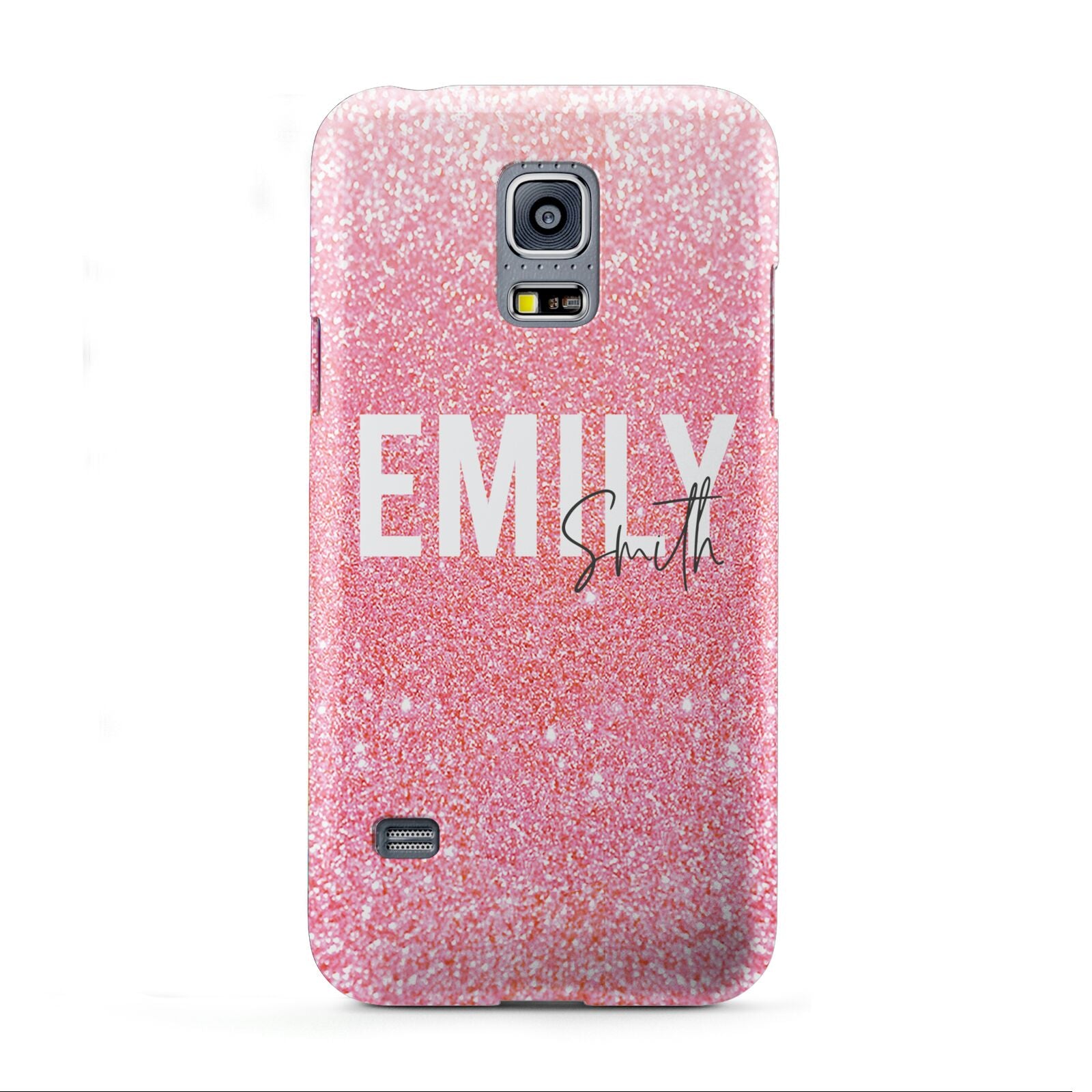 Personalised Pink Glitter White Name Samsung Galaxy S5 Mini Case