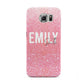 Personalised Pink Glitter White Name Samsung Galaxy S6 Case