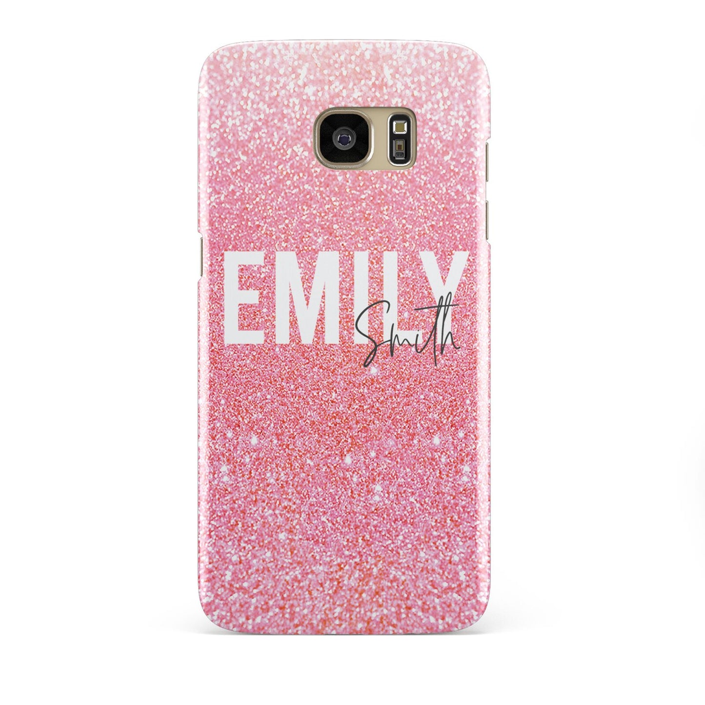 Personalised Pink Glitter White Name Samsung Galaxy S7 Edge Case