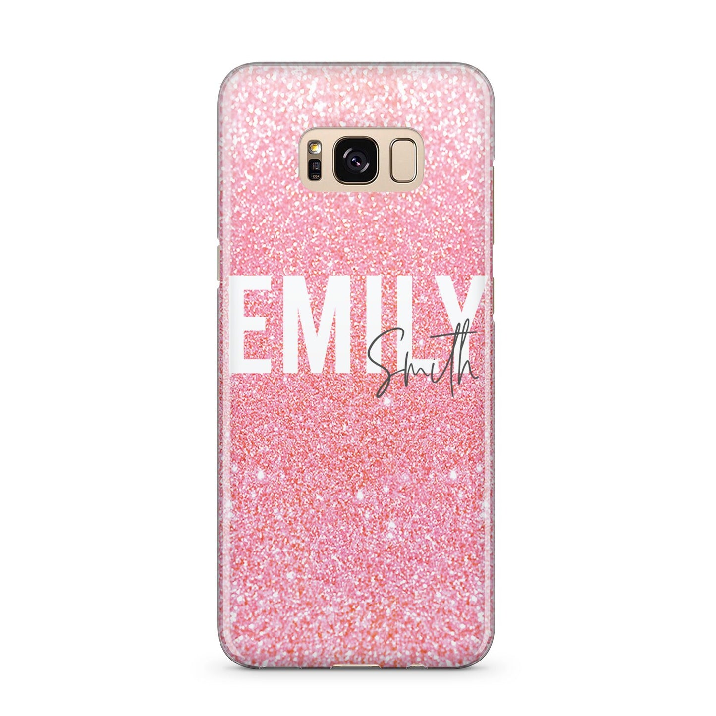 Personalised Pink Glitter White Name Samsung Galaxy S8 Plus Case