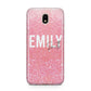 Personalised Pink Glitter White Name Samsung J5 2017 Case