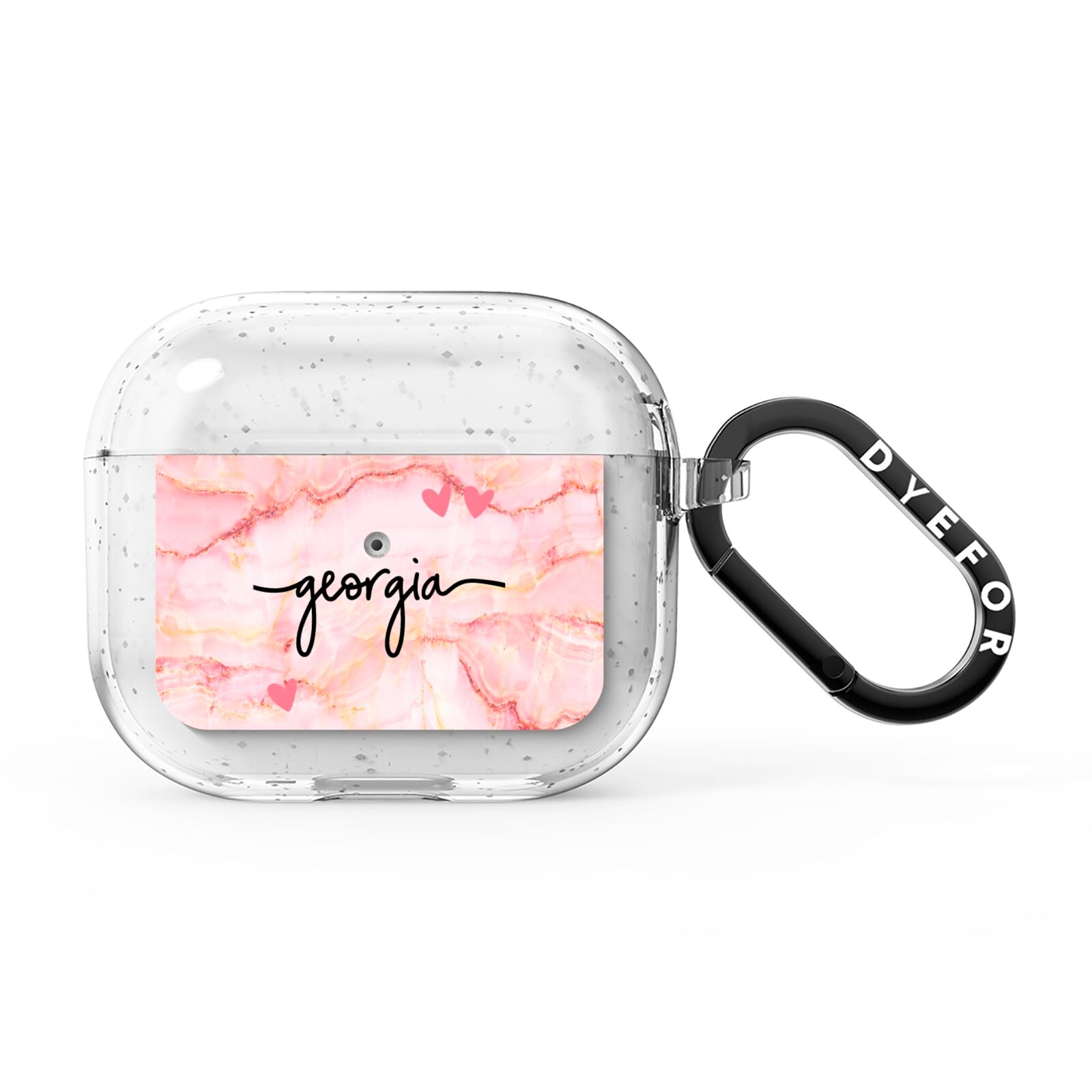 Personalised Pink Gold Agate Handwriting Text AirPods Glitter Case 3rd Gen