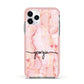Personalised Pink Gold Agate Handwriting Text Apple iPhone 11 Pro in Silver with Pink Impact Case