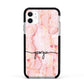 Personalised Pink Gold Agate Handwriting Text Apple iPhone 11 in White with Black Impact Case