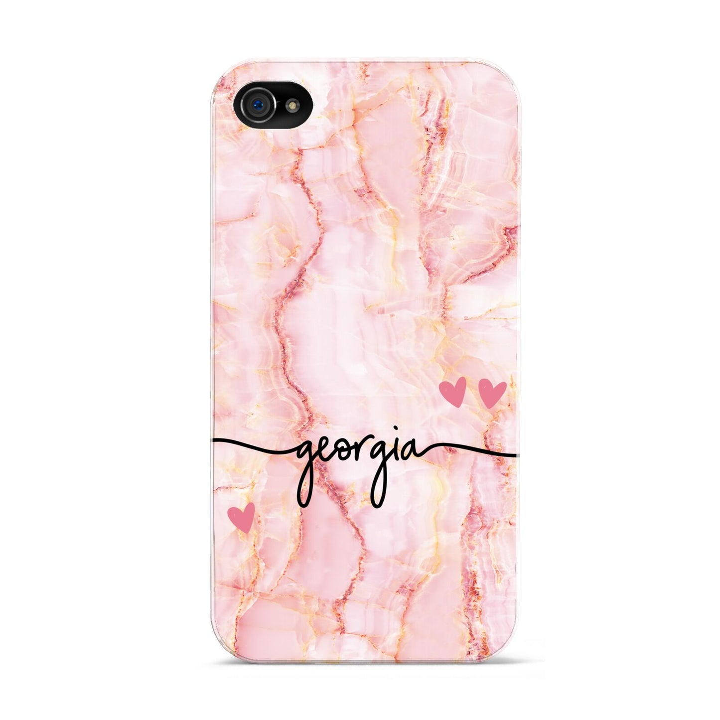 Personalised Pink Gold Agate Handwriting Text Apple iPhone 4s Case
