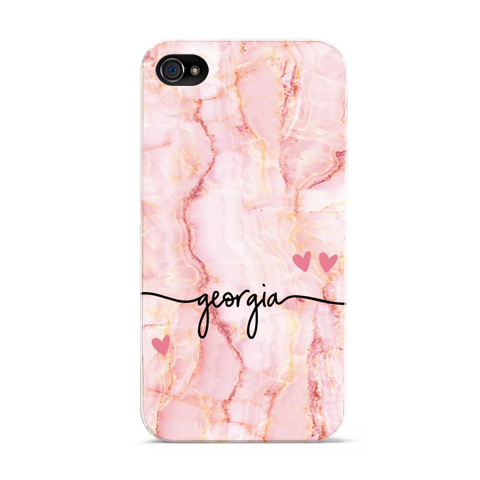 Personalised Pink Gold Agate Handwriting Text Apple iPhone 4s Case