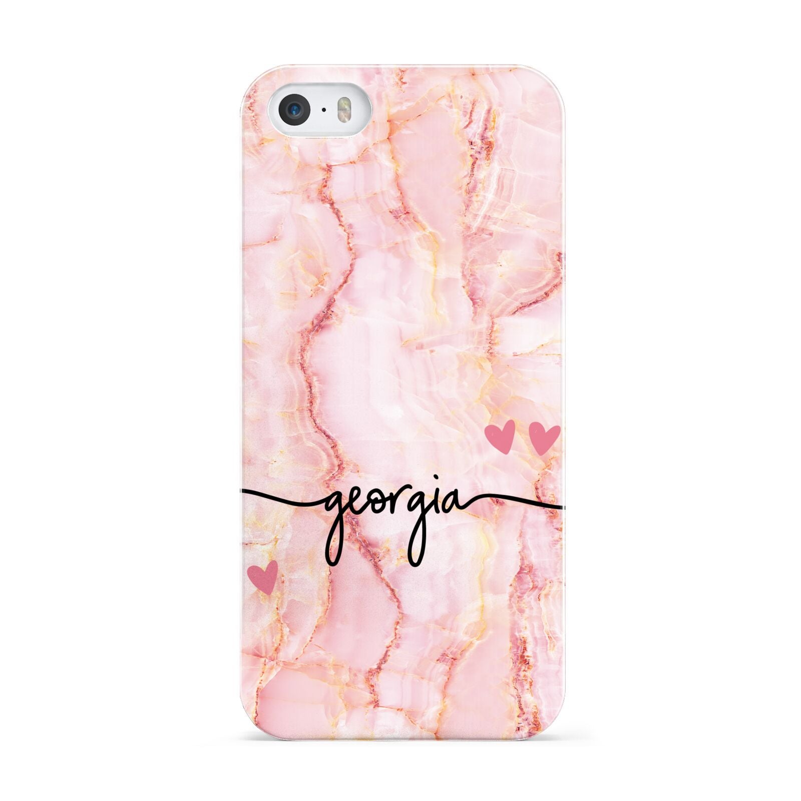 Personalised Pink Gold Agate Handwriting Text Apple iPhone 5 Case