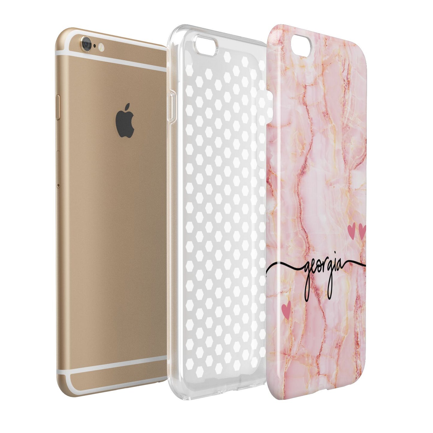 Personalised Pink Gold Agate Handwriting Text Apple iPhone 6 Plus 3D Tough Case Expand Detail Image