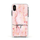 Personalised Pink Gold Agate Handwriting Text Apple iPhone Xs Impact Case White Edge on Black Phone