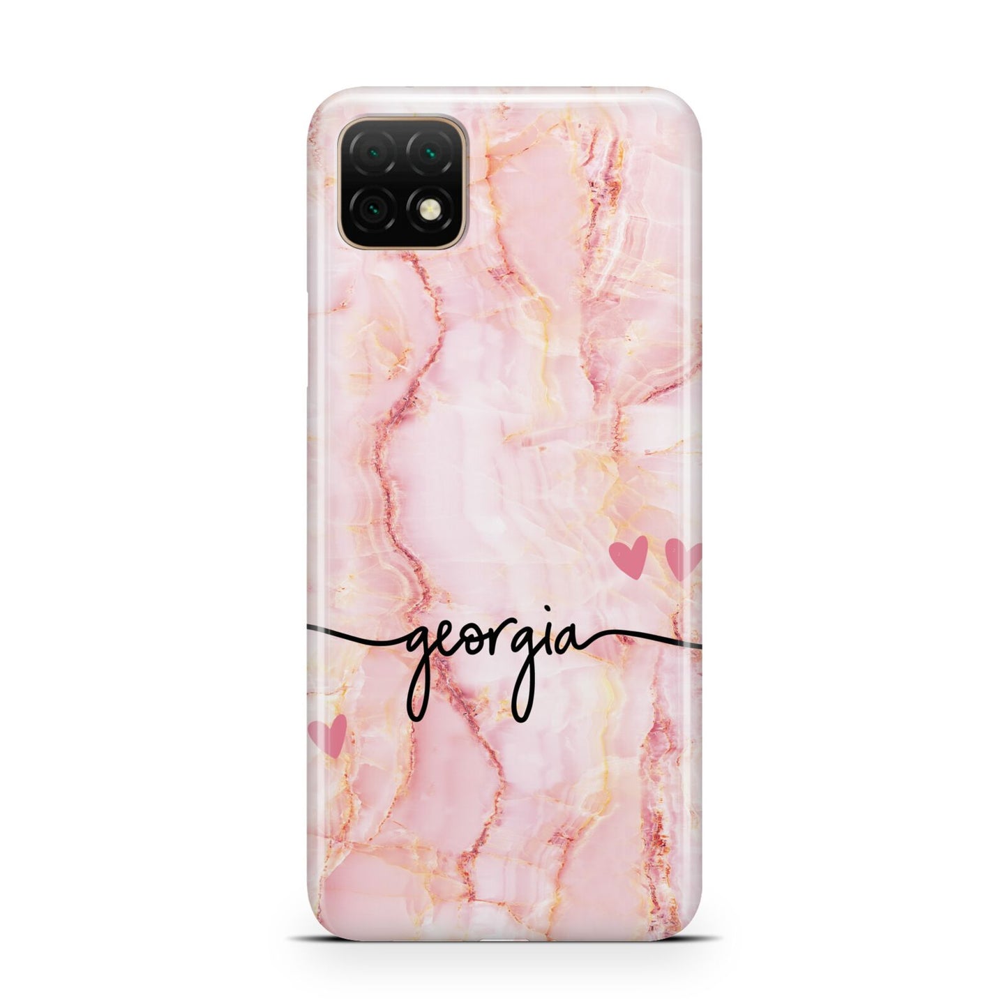 Personalised Pink Gold Agate Handwriting Text Huawei Enjoy 20 Phone Case