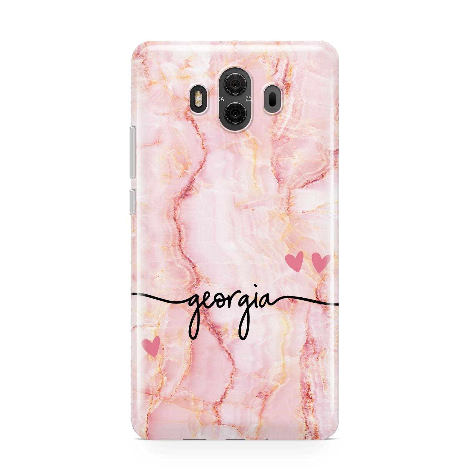 Personalised Pink Gold Agate Handwriting Text Huawei Mate 10 Protective Phone Case