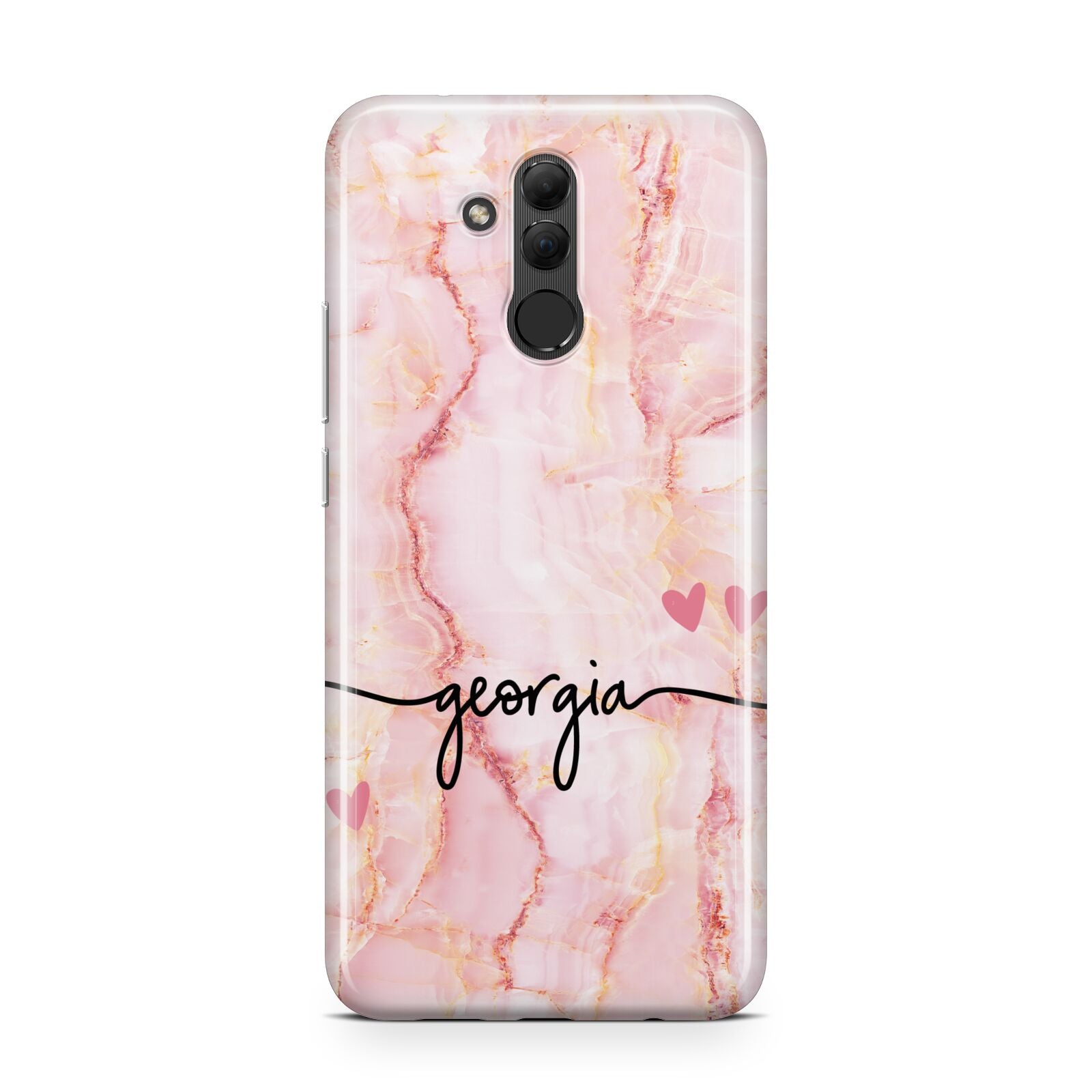 Personalised Pink Gold Agate Handwriting Text Huawei Mate 20 Lite