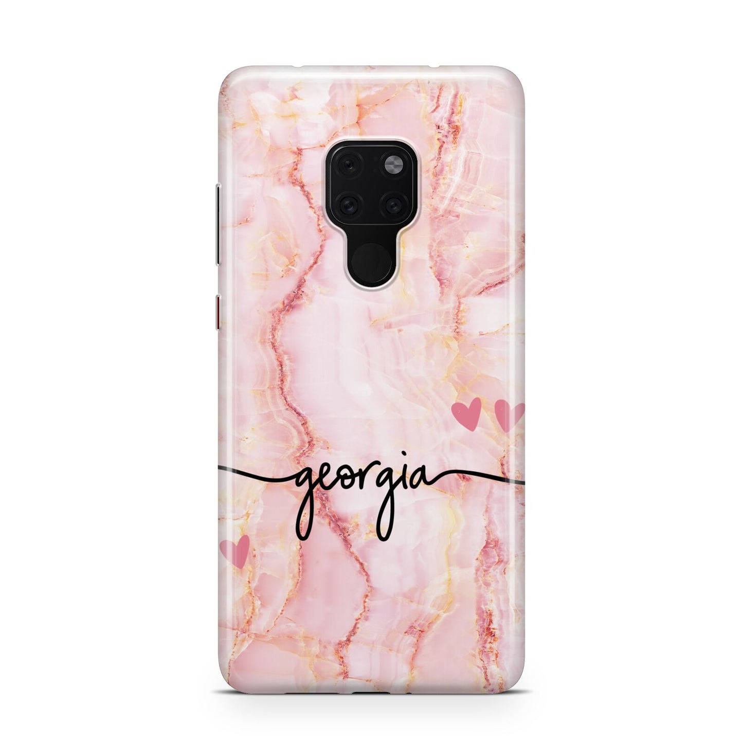 Personalised Pink Gold Agate Handwriting Text Huawei Mate 20 Phone Case