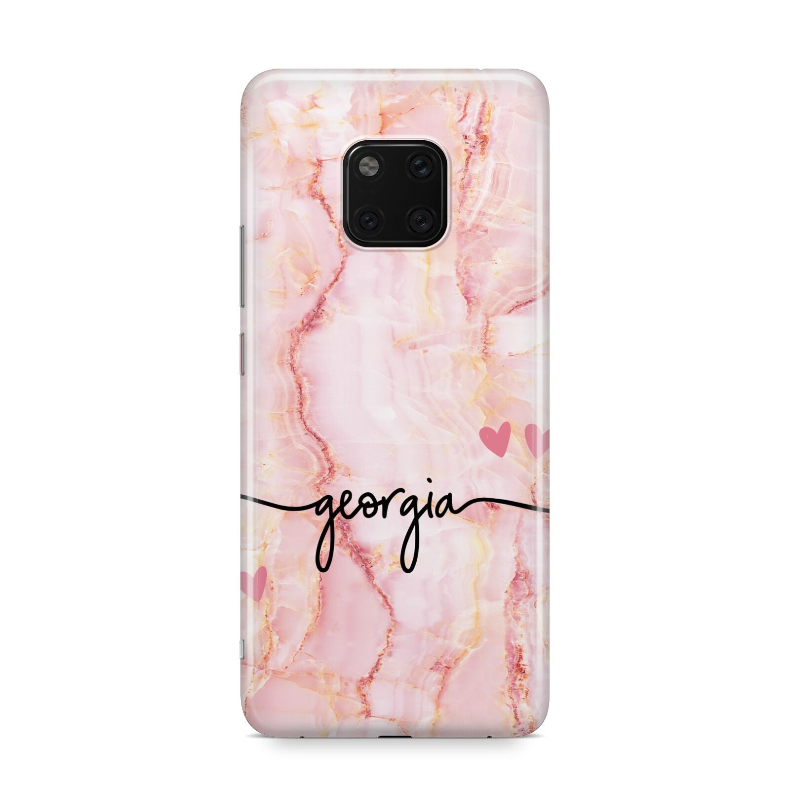 Personalised Pink Gold Agate Handwriting Text Huawei Mate 20 Pro Phone Case