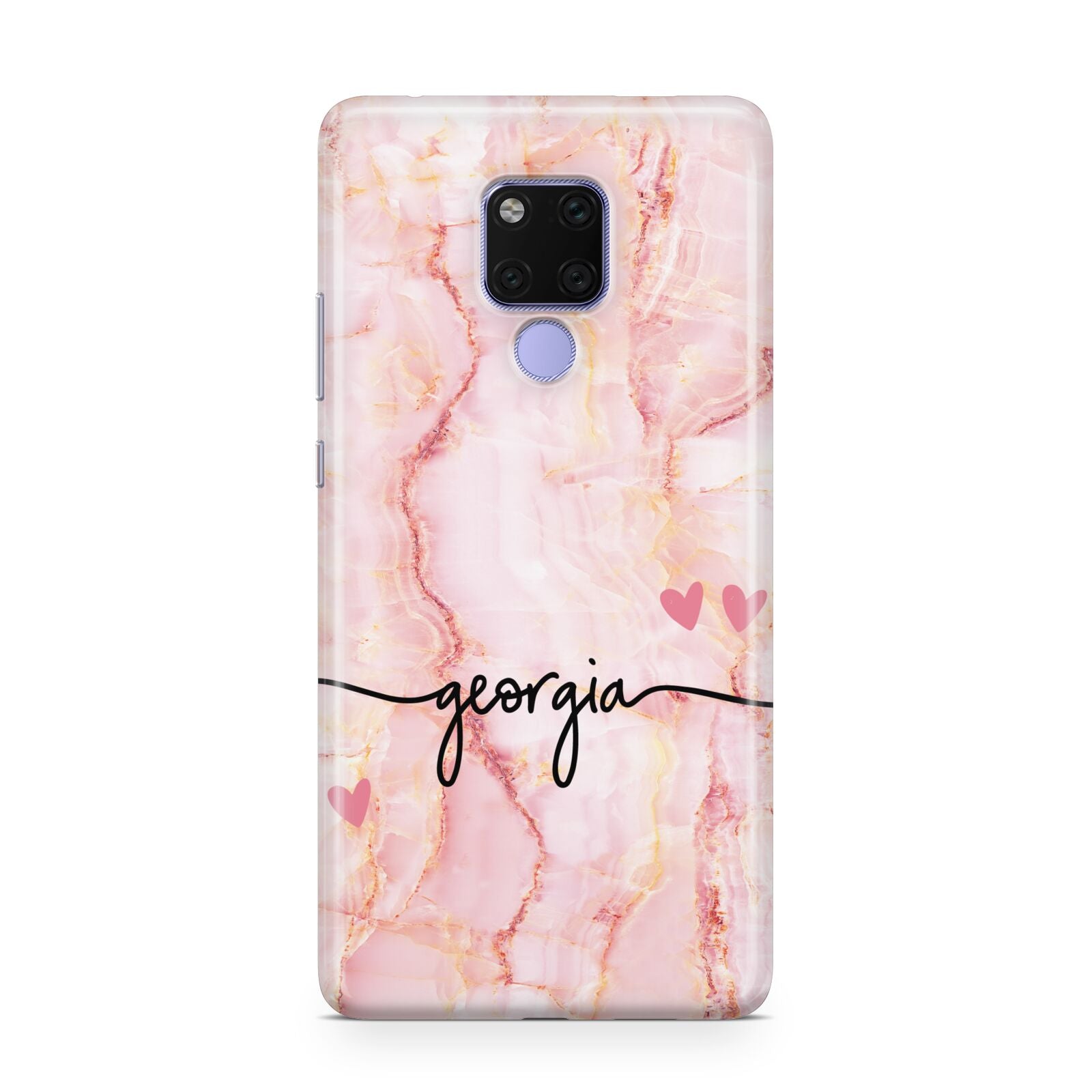 Personalised Pink Gold Agate Handwriting Text Huawei Mate 20X Phone Case