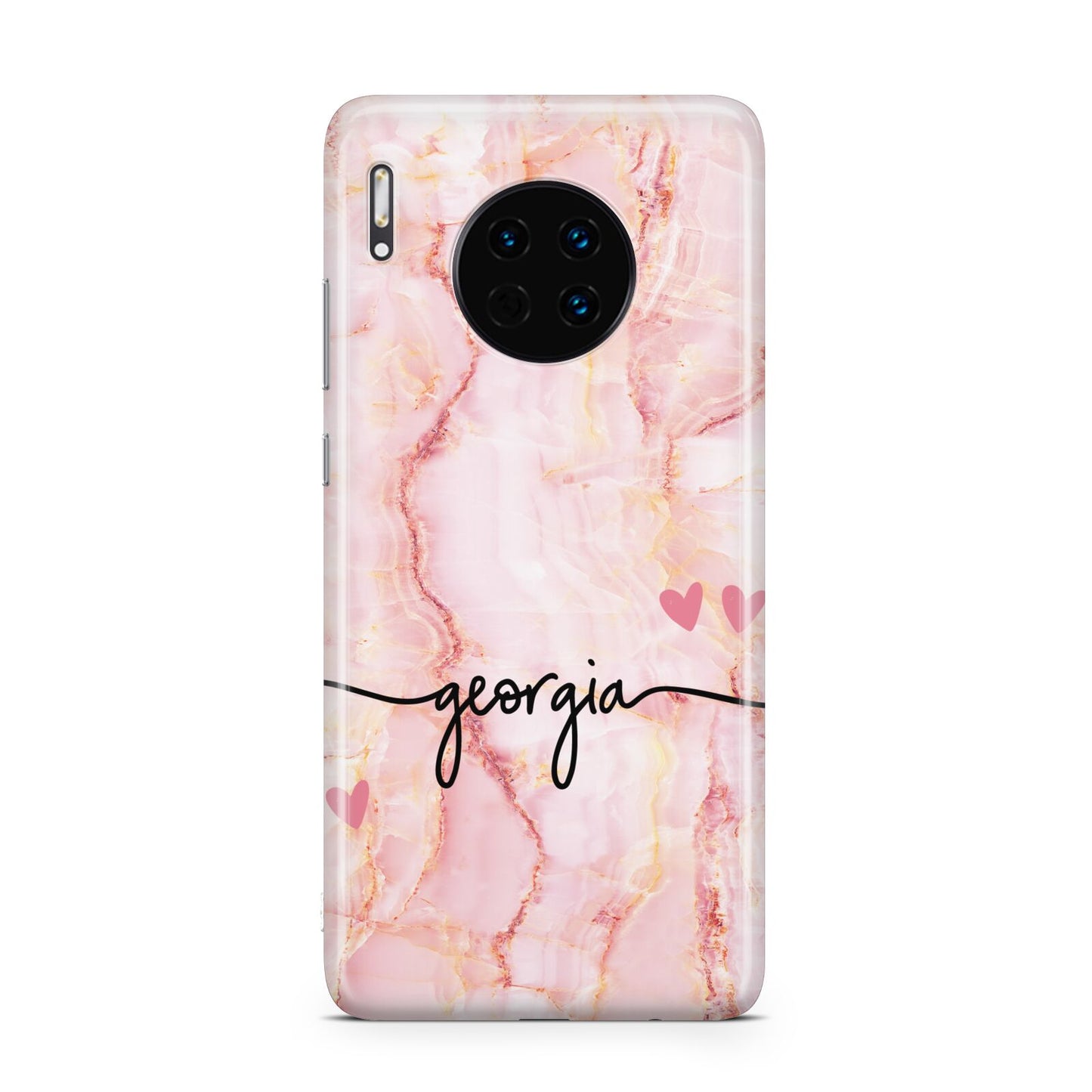 Personalised Pink Gold Agate Handwriting Text Huawei Mate 30