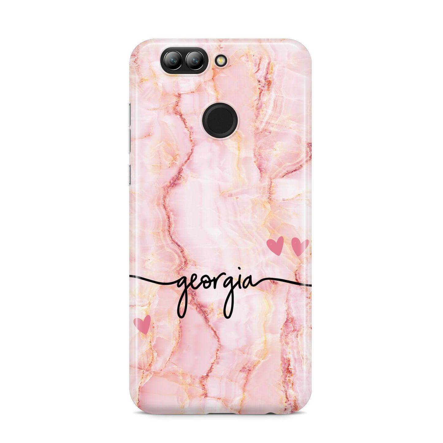 Personalised Pink Gold Agate Handwriting Text Huawei Nova 2s Phone Case