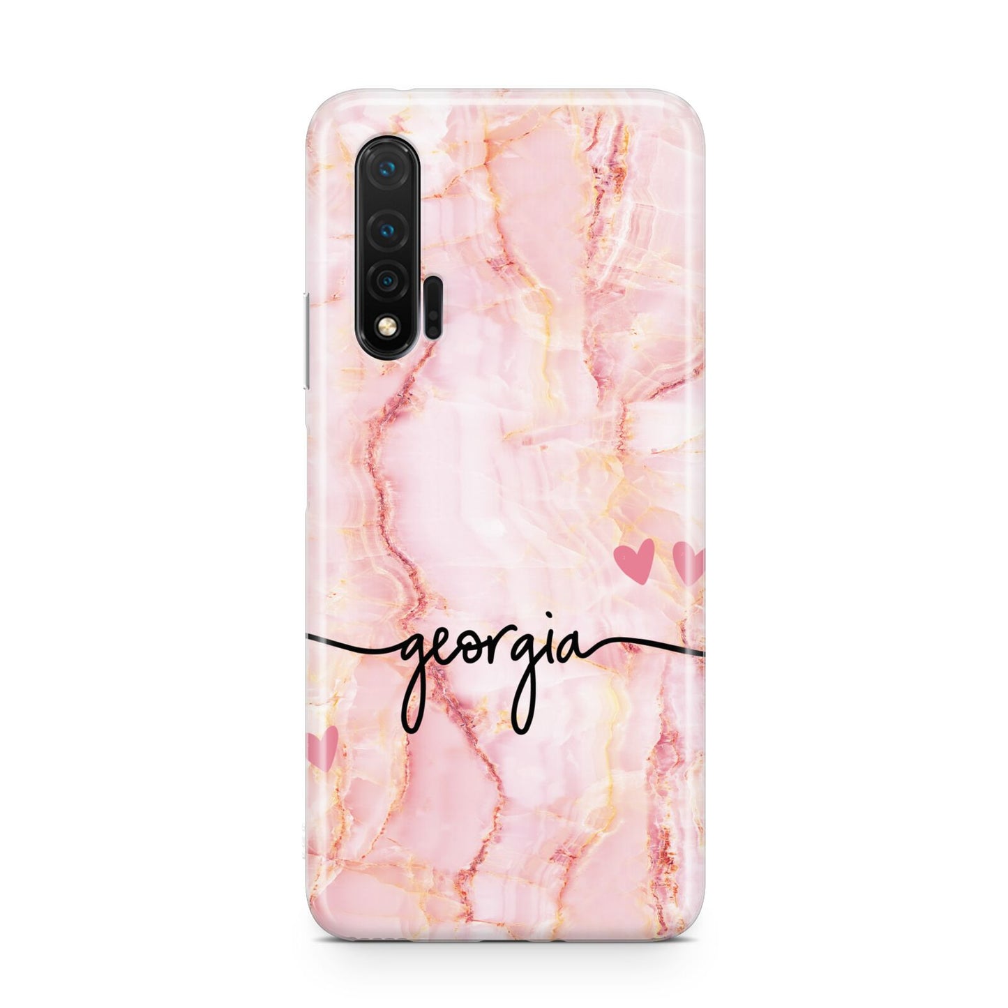 Personalised Pink Gold Agate Handwriting Text Huawei Nova 6 Phone Case