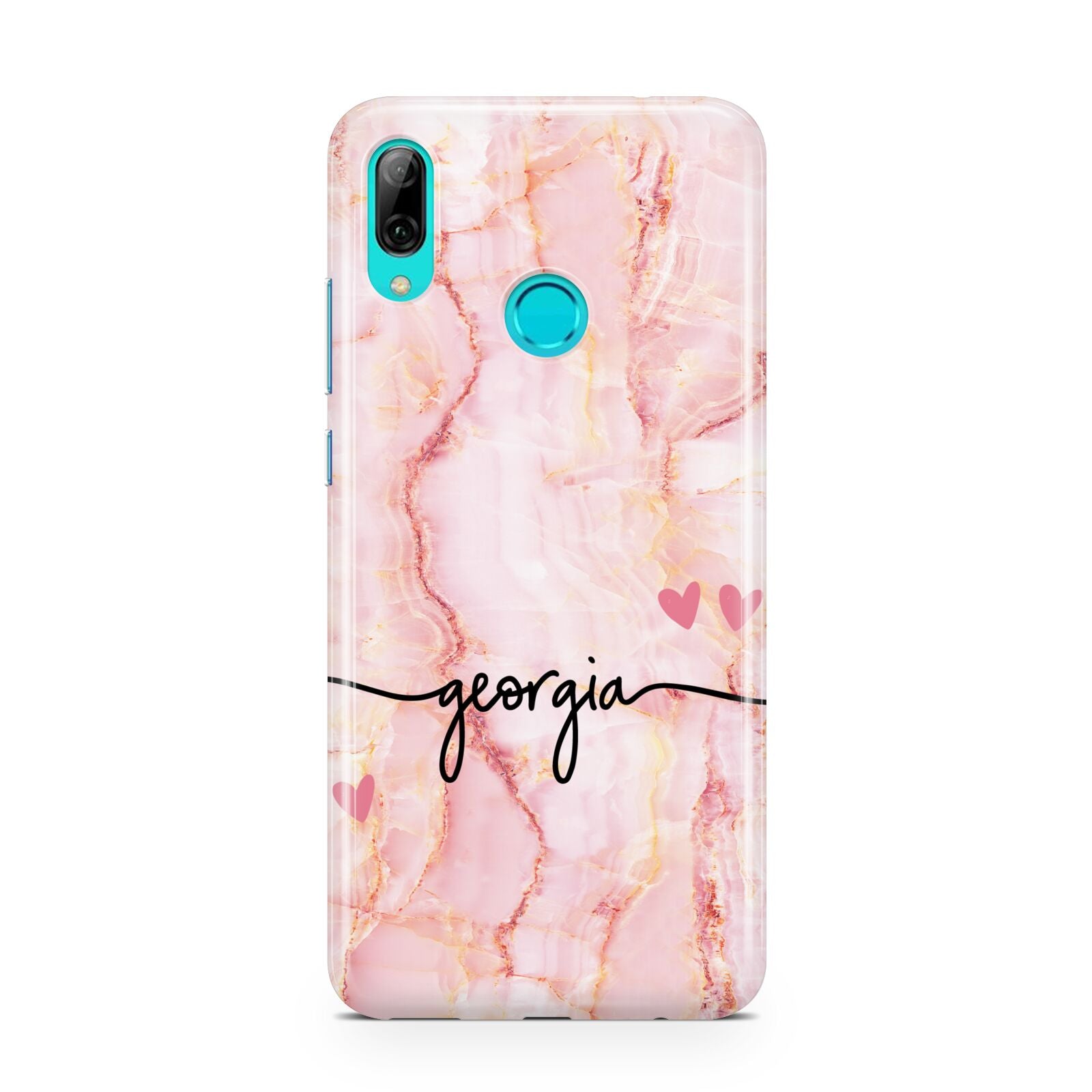 Personalised Pink Gold Agate Handwriting Text Huawei P Smart 2019 Case