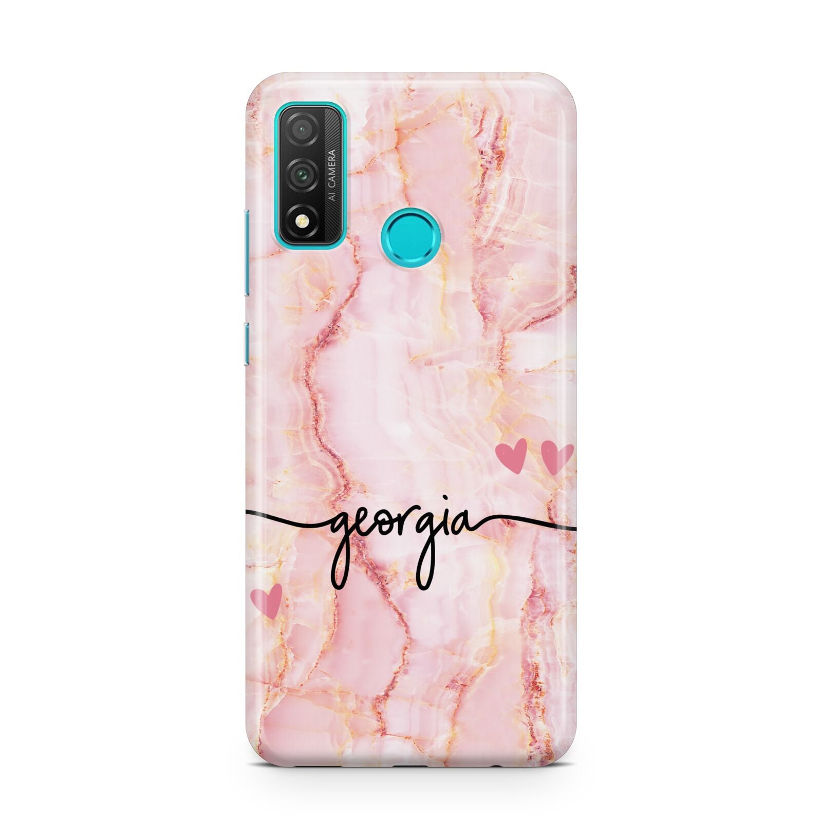 Personalised Pink Gold Agate Handwriting Text Huawei P Smart 2020