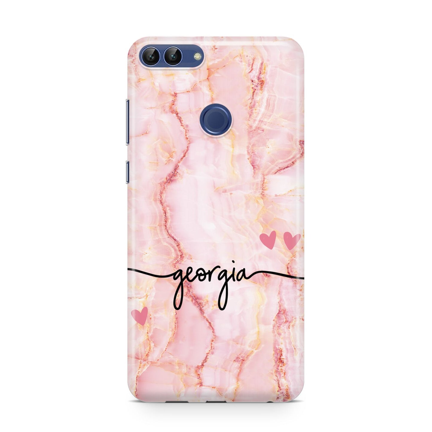 Personalised Pink Gold Agate Handwriting Text Huawei P Smart Case