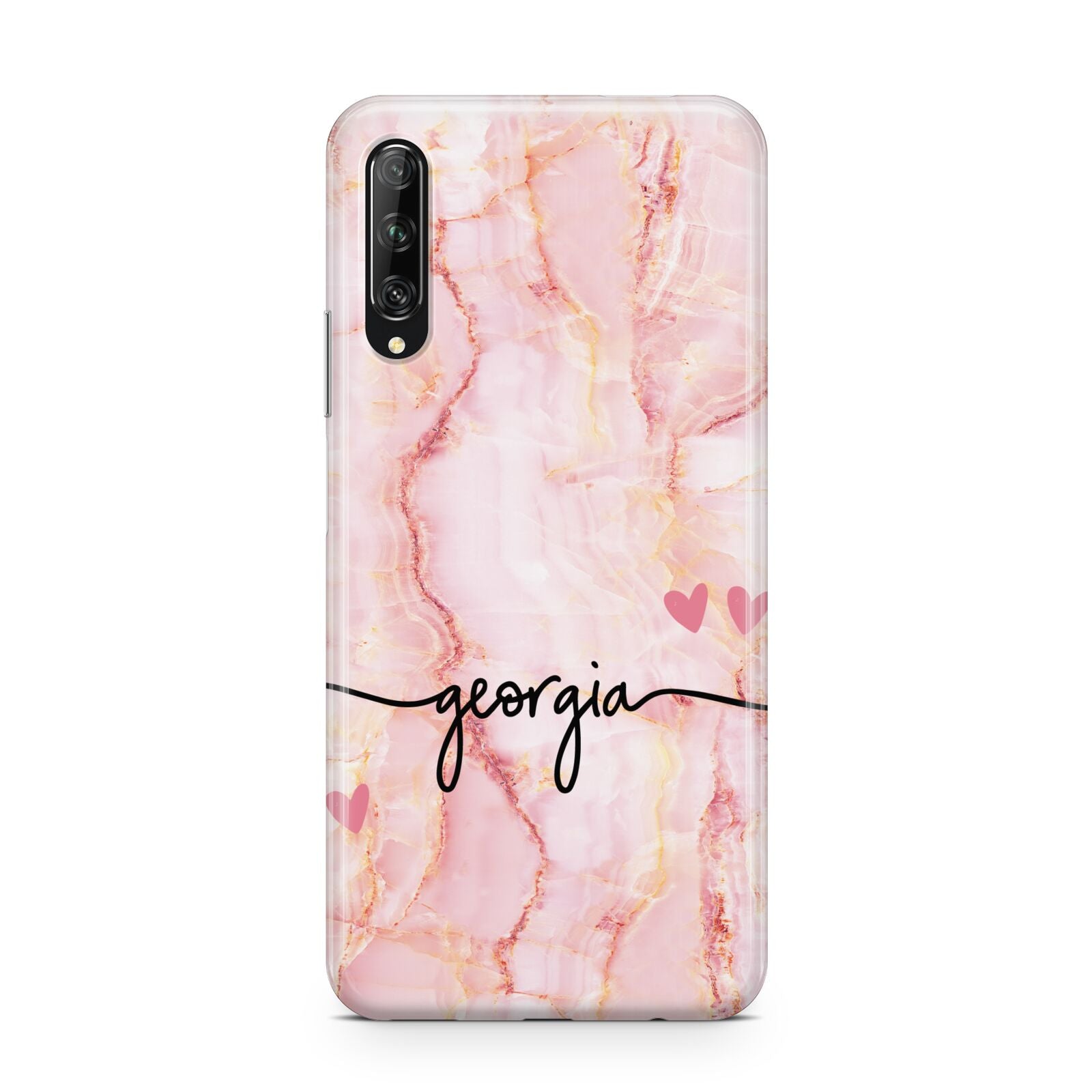 Personalised Pink Gold Agate Handwriting Text Huawei P Smart Pro 2019