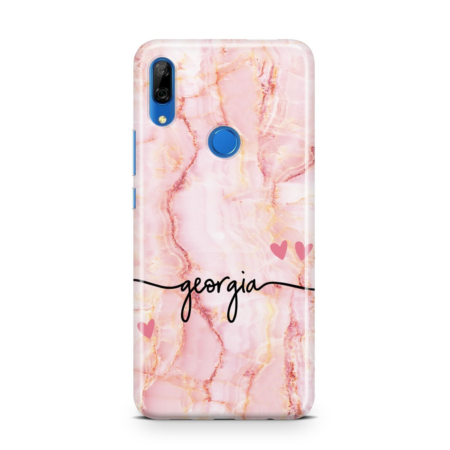 Personalised Pink Gold Agate Handwriting Text Huawei P Smart Z