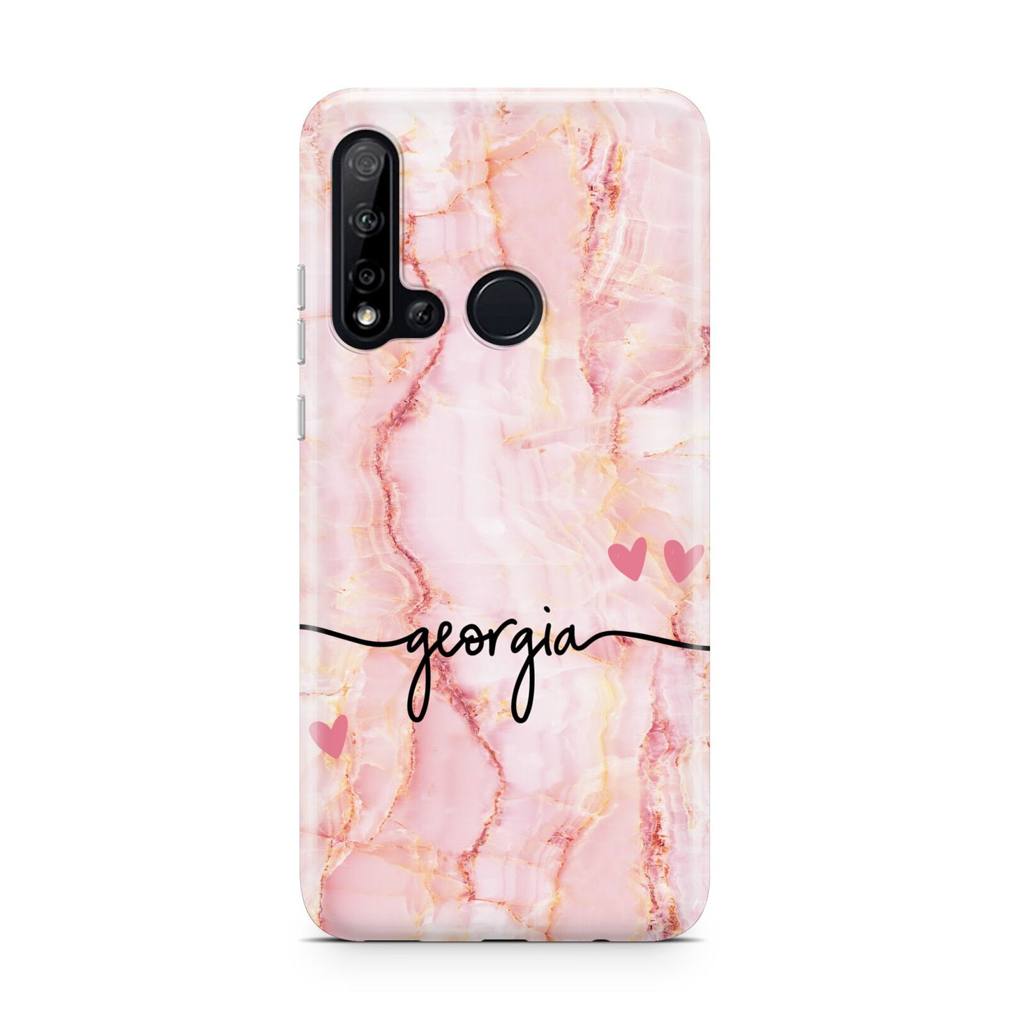 Personalised Pink Gold Agate Handwriting Text Huawei P20 Lite 5G Phone Case