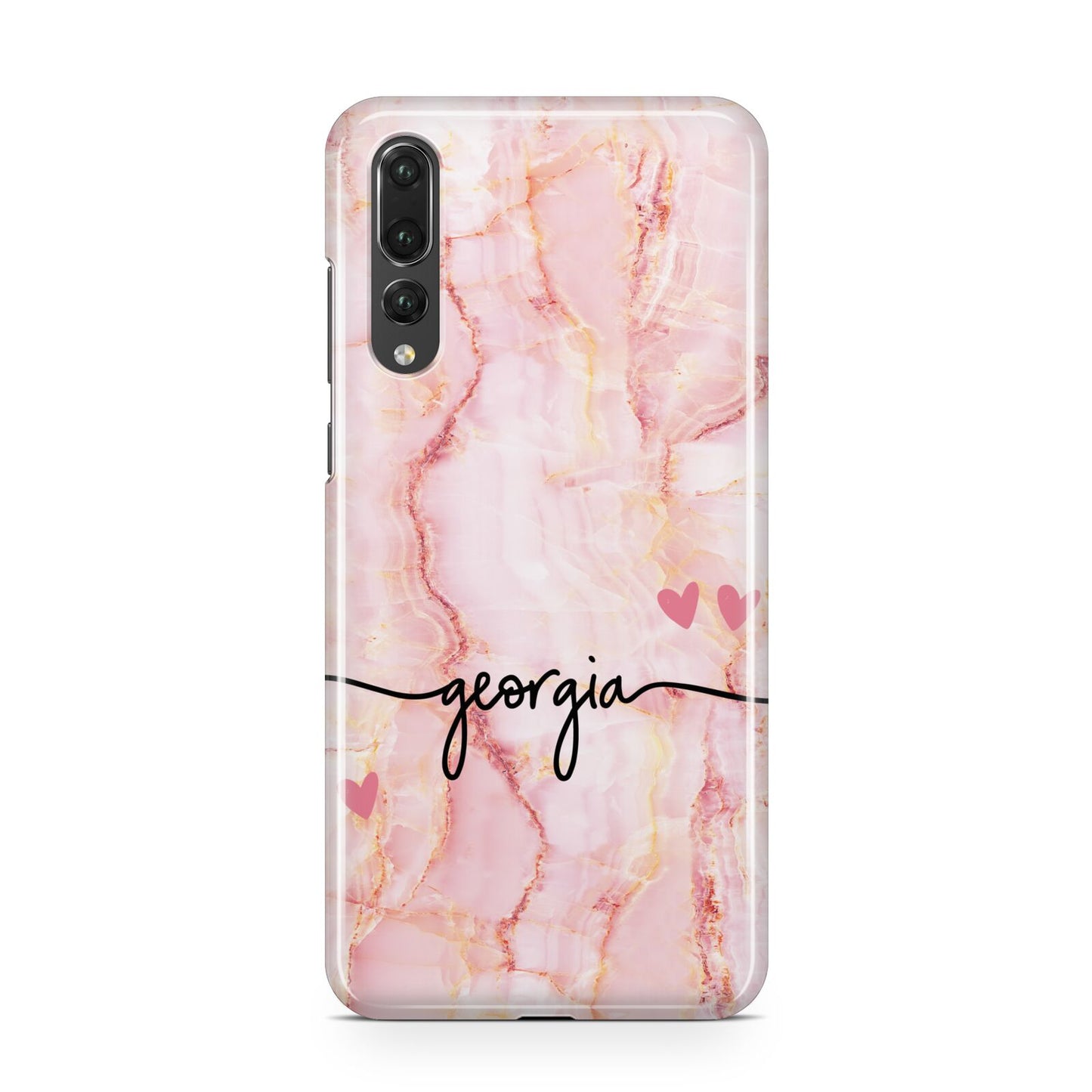 Personalised Pink Gold Agate Handwriting Text Huawei P20 Pro Phone Case