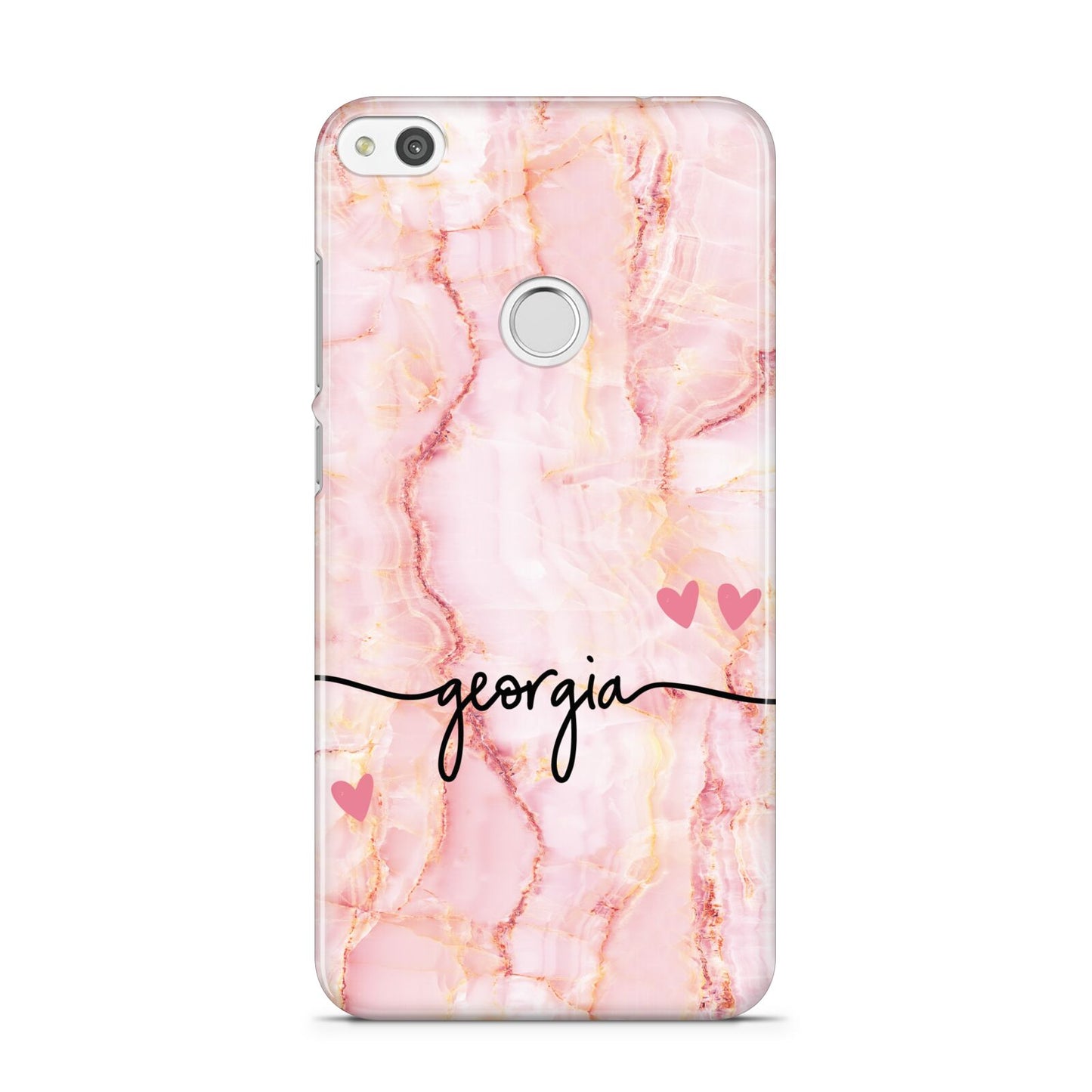 Personalised Pink Gold Agate Handwriting Text Huawei P8 Lite Case