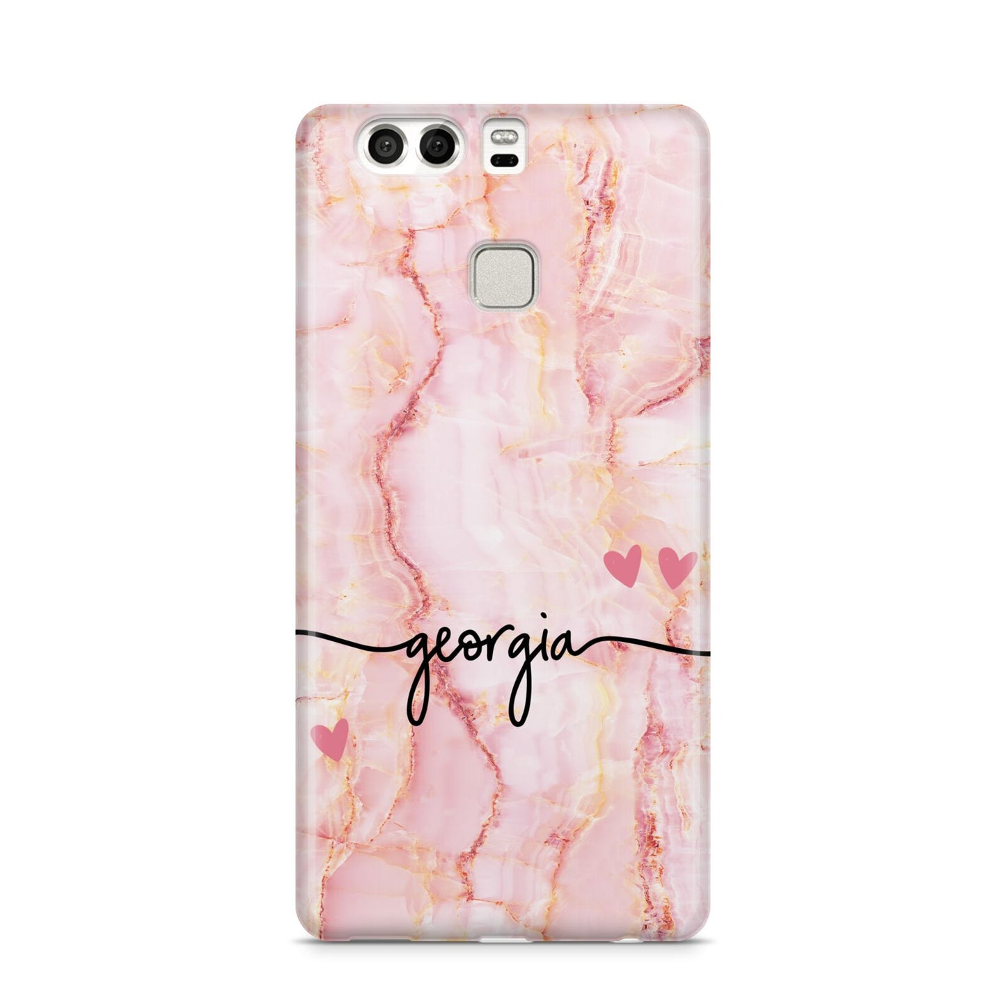 Personalised Pink Gold Agate Handwriting Text Huawei P9 Case