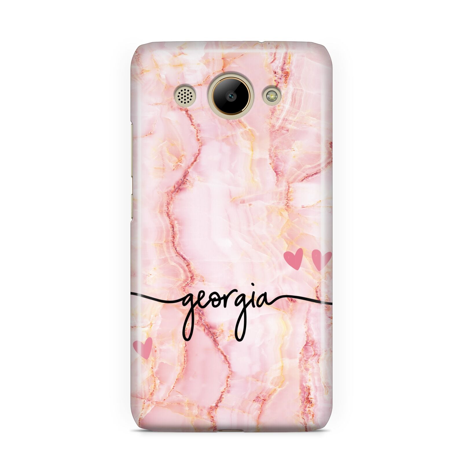 Personalised Pink Gold Agate Handwriting Text Huawei Y3 2017