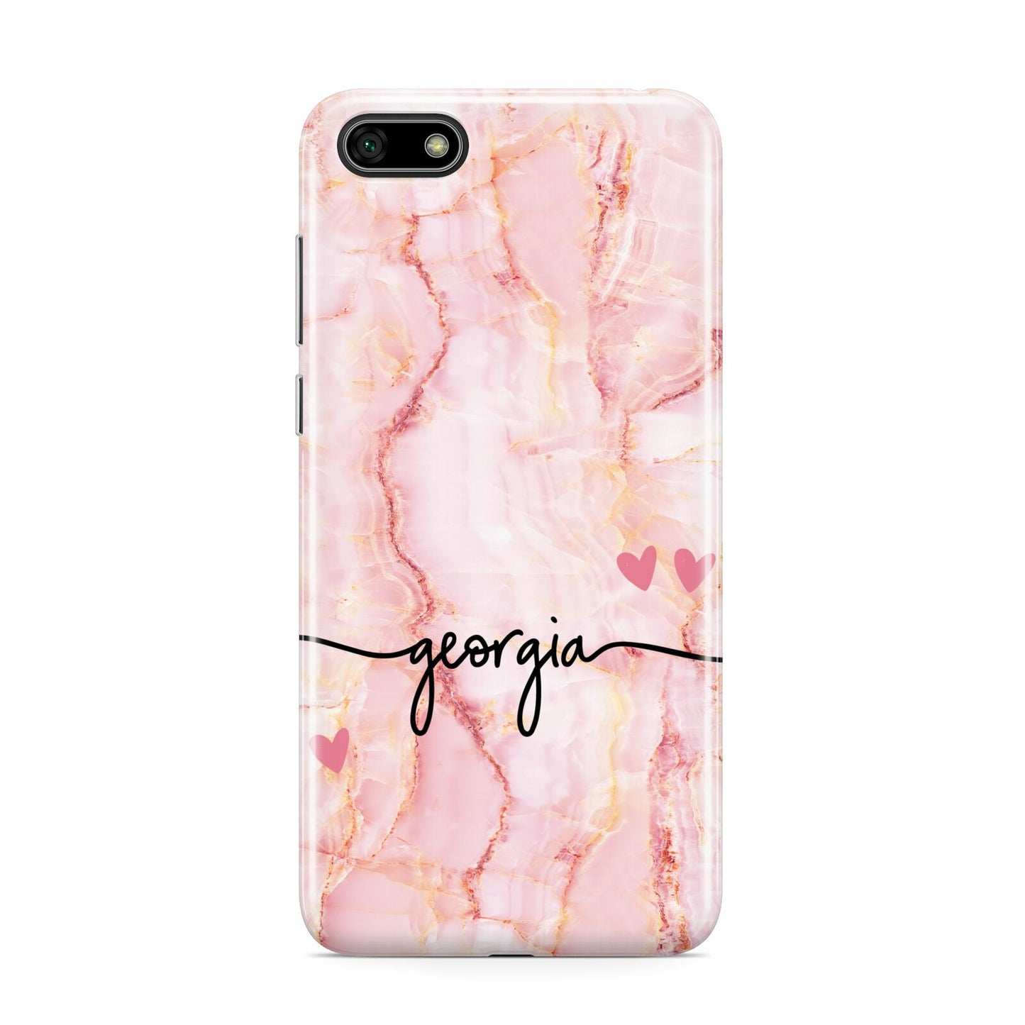 Personalised Pink Gold Agate Handwriting Text Huawei Y5 Prime 2018 Phone Case