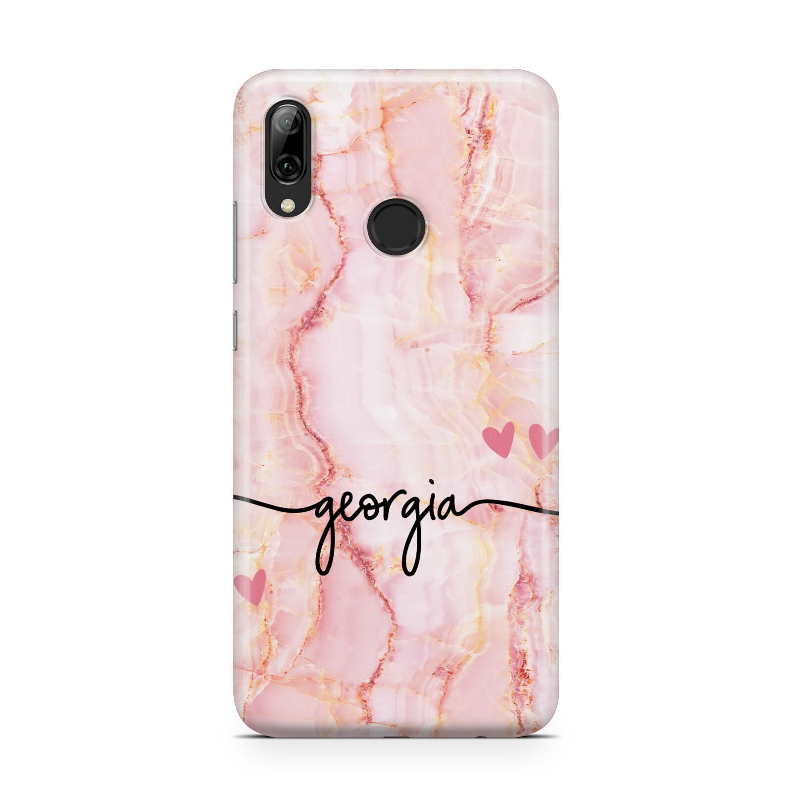 Personalised Pink Gold Agate Handwriting Text Huawei Y7 2019