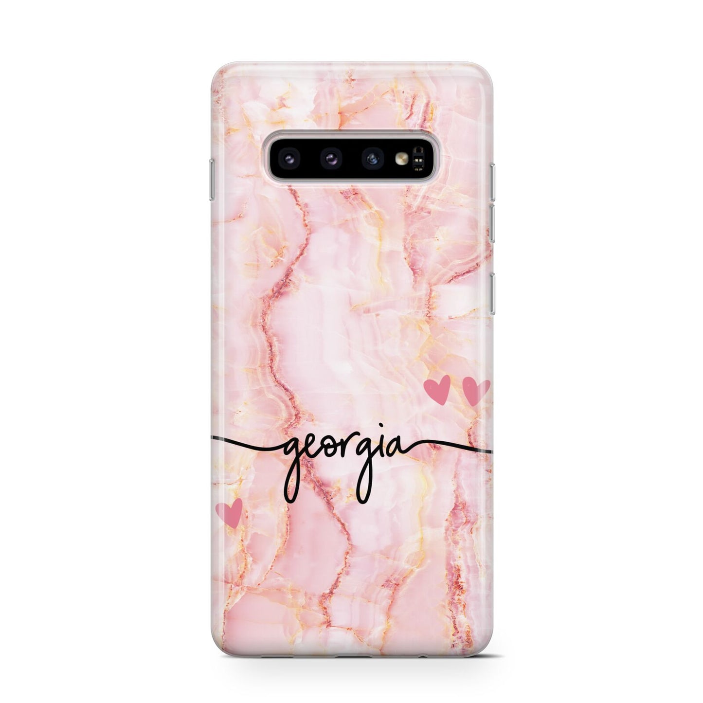 Personalised Pink Gold Agate Handwriting Text Protective Samsung Galaxy Case