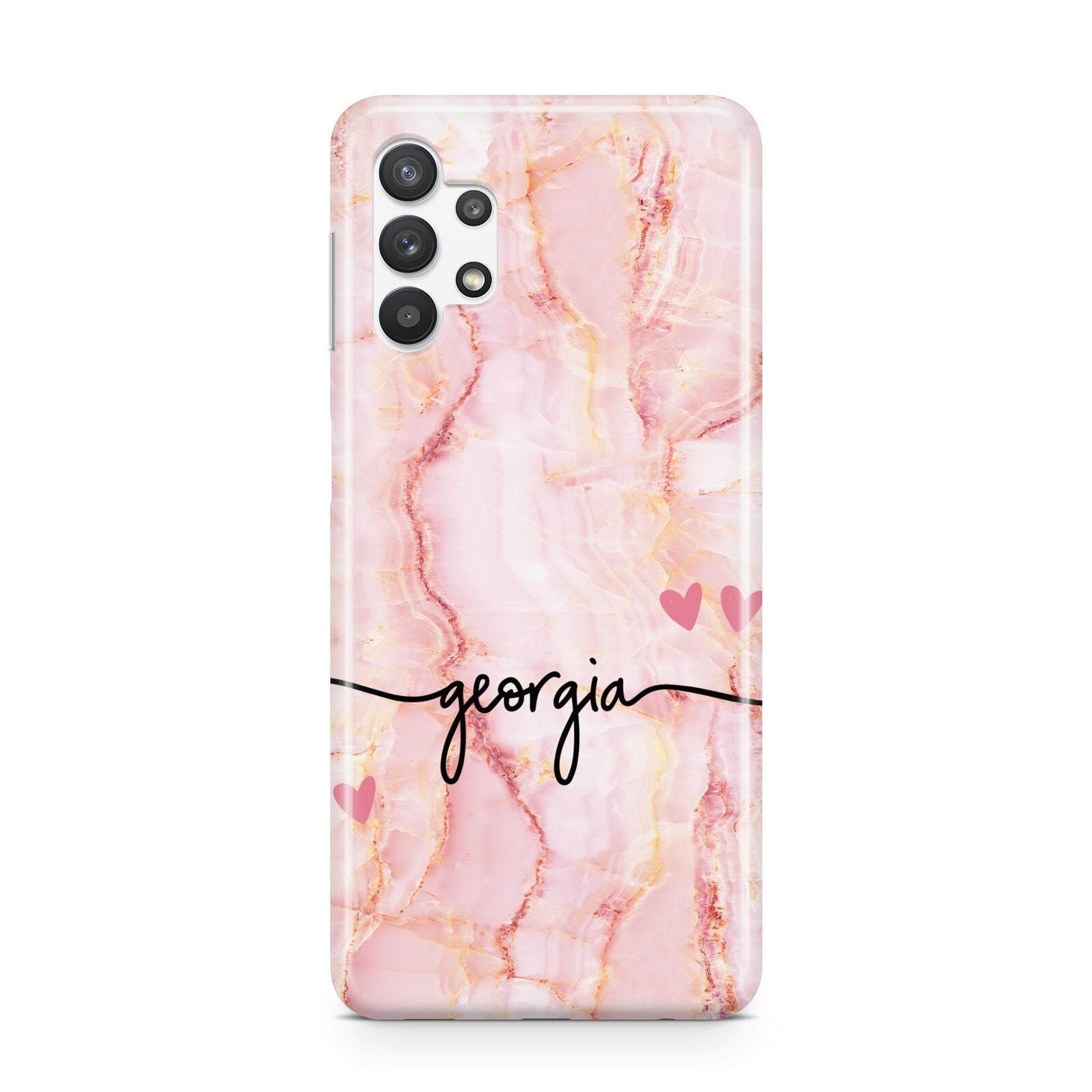 Personalised Pink Gold Agate Handwriting Text Samsung A32 5G Case